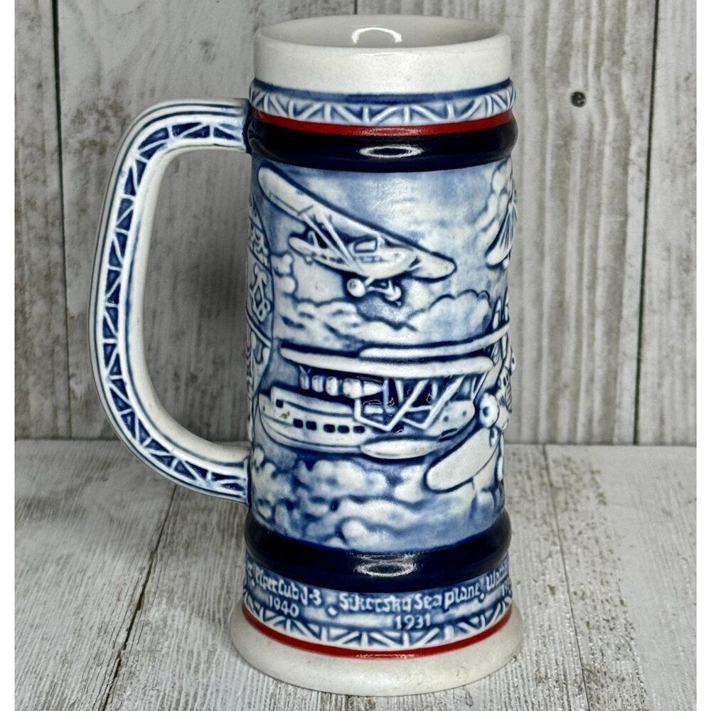 Vintage 1982 Avon Airplane Classics Mini Stein Tankard Ceramarte Brazil #80802